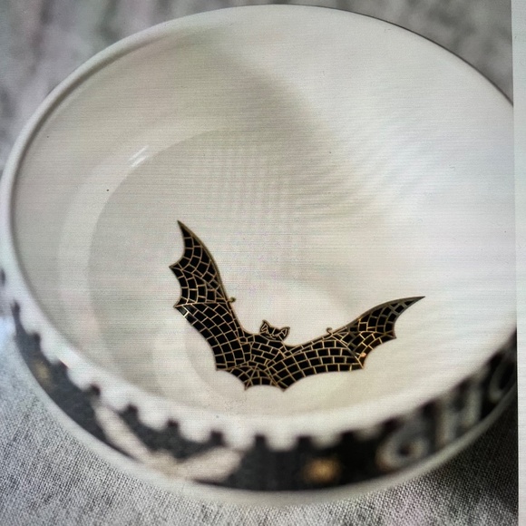 ❤️ ANTHROPOLOGIE THE BISTRO TILE STONEWARE NUT BOWL HALLOWEEN NEW - Picture 3 of 3